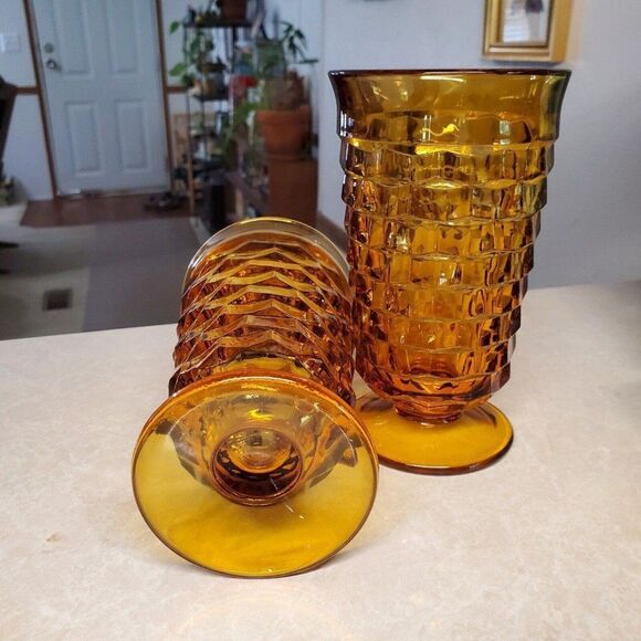 Whitehall Amber By Colony Tea Glass Stacked Cube Set Of Two - Picture 5 of 7